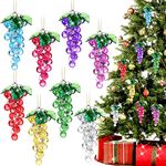 8 Pieces Beaded Grapes Ornament 4 Inch Grape Cluster Christmas Ornament Acrylic Boho Ornaments Christmas Tree Ornaments Decorative Hanging Ornaments for Home Office Kitchen Window Wedding Decorations