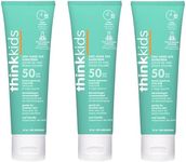 Thinkkids Safe Mineral Sunscreen SPF 50 plus, 3 Fl Oz, Natural, Water Resistant Reef Safe Sunscreen for Children, Vegan Broad Spectrum Sun Screen, Pack of 3