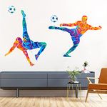 WOYINIS Colors Splash Soccer Players Wall Decal Creative Removable Football Players Silhouette Wall Stickers Peel and Stick Sports Wall Decal Art Murals for Boys Teens Room Nursery Playroom Wall Decor