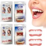 Vumela Soft Denture Reline Kit, Fivfivgo Soft Denture Reline Kit, Snap On Dentures Silicone Fake Teeth Top Bottom, Realistic Looking and Comfortable Teeth Replacement for Everyone (2Set)