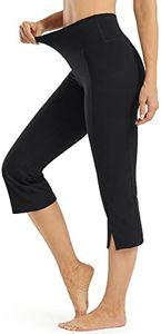 Promover Womens Capris Bootcut Yoga Pants with Pockets High Waisted Front Split Crop Bootleg Work Capri Leggings