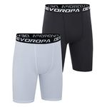 DEVOROPA Youth Boys Performance Boxer Briefs Sports Compression Shorts Underwear(Pack of 2) Black/White M