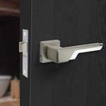 Plantex Heavy Duty Door Lock – Bathroom Door Lock/Mortise Keyless Handle Set for Home/Bathroom/Store Room/Balcony/Office with Baby Latch – (7093 – Satin White & Chrome Finish)