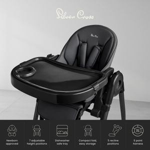 Silver Cross Gourmet Highchair – Black Adjustable Baby Seat