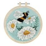 Trimits Embroidery Punch Needle Hoop Kit, Floral Bee, 15.2cm 6”