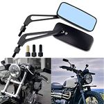 YOUNDERM Motorcycle 8mm 10mm Rectangle Rear View Side Mirrors for Cruiser Chopper Honda Yamaha Suzuki-Black (black)