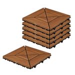 Sharpex Deck Tiles with Interlocking | 6 Piece Teck Wood Floor Decking Water Resistant Tile for Balcony, Terrace, Garden | Quick Flooring Solution for Indoor/Outdoor (Brown, 12 X 12 Inch)