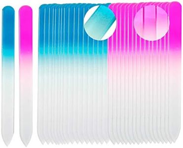 SIUSIO 40 Pack Professional Czech Crystal Glass Nail Files Double Sided Etched Surface Files Gradient Rainbow Color for Acrylic Nail Emery Boards & Buffer (Pink&Blue）)