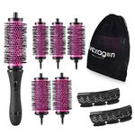 Hivexagon Round Hair Brush Set with Detachable Barrels Styling Tool,6 Barrels 1 Handle 6 Clips,3 Barrel Sizes - Small Medium Large