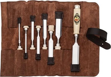 Kirschen 1131002 Bevelled Chisel Set Consisting of 8 Chisels (4, 6, 10, 12, 16, 20, 26, 30 mm) and Suede Bag, Chisel Set, 8-Piece