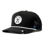 BRIMZ Golf Performance Hat - Tee Holder & Magnetic Ball Marker - Breathable, Sweat & Water Resistant Golfing Snapback Hat, Death By Golf - Black, One Size