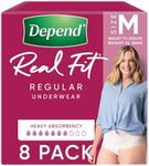 Depend Real Fit Moderate Absorbency Underwear for Women, Medium (Pack of 8)