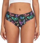 JHKKU Women's Colorful Butterfly Underwear Classic Briefs Soft Breathable Bikini Hipster Panties M