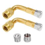 Bolatus 2Pcs Valve Extension 90 Degree, Tyre Valve Extension Adapter Valve Stem Adapter Brass Air Tire Stem Extension for Car Motorcycle Bike Truck RV's Scooter with 2 Metal Caps