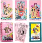 ZebrAnt Pink Tarot Cards Cute Beginners Tarot Card Deck Pink with Meanings on Them, 78 Fortune Telling Cards with Guide Book Luxury Waterproof PVC Material