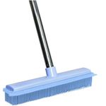 Bryquelin Rubber Broom Brush Carpet Rake for Pet Dog Hair Remover,Push Broom with Floor Scrub Shower Grout Cleaner Brush with 56"" Long Handle for Carpet Hardwood Floor Tile Windows Cleaning