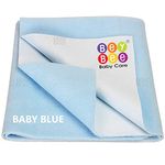 BeyBee Waterproof Quick Dry Sheet for Baby| Bed Pad Anti-Piling Fleece Extra Absorbent Washable Matress Protector| Baby Bed Protector Sheet for Toddler Children, Medium Size, 100x70cm, Blue