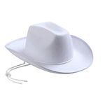 White Cowboy Hat Felt Cowboy Hat Women and Men with Adjustable Neck Draw String, for Dress-Up Parties and Play Costume Accessories,fits Most Teens and Adults,Party, Festival,Halloween,Cowboy Dress Up