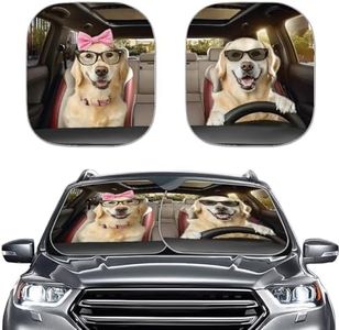 Renewold Labrador Retriever Animal Driving Automotive Windshield Sunshades 2pcs Sun Shade for Car Front Window Car Accessories for Most Sedan SUV Truck Vehicles Sun Visor Protector Block Heat Sunlight