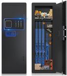 SAPITAL Wall Gun Safe, Gun Safe for Rifles and Pistols, Gun Safes & Cabinets, Safes Between the Studs 16" Centers,In Wall Safe,Wall Gun Cabinet with Digital KeyPad and Adjustable Gun Rack (Black）