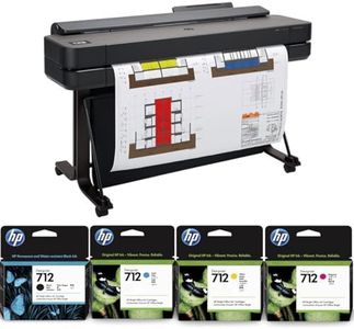 HP DesignJet T650 36" Large Format Wireless Color Inkjet Plotter Printer, Bundle with Color and Black Ink Pack