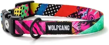 Wolfgang Adjustable Dog Training Collars, Durable & Easy to Clean Nylon Dog Collar with Quick Clip Buckles, for Training & Daily Use Made in USA, RetroFit Print, (1 Inch x 12-18 Inch)