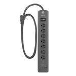 GE UltraPro Surge Protector, 7 Outlet Power Strip, 2 USB Charging Ports, 4 Ft Extension Cord, 3 Prong, Grounded, Flat Plug, 1500 Joules, UL Listed, Gray, 53276,