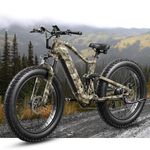 PUCKIPUPPY Electric Bike for Adults, 1000W 48V 20AH Battery Ebike, 26" Fat Tire Full Suspension E Bike, 45Km/h 128Km Range Mountain Electric Bicycle, Hydraulic Disc Brakes 7 Speed Camouflage