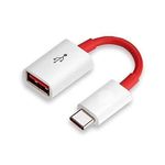 KPDP USB 3.0 to Type-C OTG Cable Male-Female Adapter Compatible with All C Type Supported Mobile Smartphone and Other Devices (White & Red)