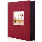 Artmag 4x6 300 Photos Linen Album Large Capacity Fabric Album for Family Wedding Anniversary Holds 300 Horizontal Photos (300 Pockets, Red)