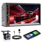Wireless Double Din Car Stereo with Apple CarPlay Radio Screen for Car Audio Receivers, Bluetooth Car Play Android Auto Touchscreen, Mirror Link, Backup Camera, AM/FM, Type-C
