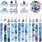 Frozen Party Bag - Frozen Snap Bracelet Children, Sticker Disney Frozen, Frozen Key Ring, Frozen Paper Glasses, for Children's Birthday Party Favours, Elsa Birthday Party Decoration