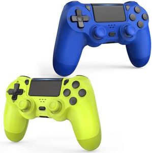 SHINXIN PS4 Controller 2 Pack for PS4/Slim/Pro/PC with Dual Vibration/3.5mm Audio/Type-C Port and 2 pcs Type-C Cable (Blue + Green)