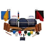 Uber Games 6 Player Pro Croquet Set With Nylon Storage Bag | Contains 2 Sizes Of Hardwood Mallet | Set Includes 6 Composite Balls, 6 Steel Hoops, Hoop Smasher, Clips, Flags & Centre Peg