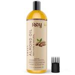 Rey Naturals Sweet Almond Oil For Hair Growth (Badam Oil) | Cold Pressed Almond Oil For Face, Skin & Massage | Odorless Vitamin-E Enriched Almond Hair Oil For Soft, Shiny & Dandruff Free Hair | 200ml