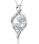 Mother's Day Gifts Necklace for Nana from Grandkids- 925 Sterling Silver Love Heart Cubic Zirconia Pendant Necklace for Christmas Birthday, 45+5cm