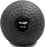 Yes4All 20 lbs Slam Ball for Strength, Power and HIIT Workout - Fitness Exercise Ball with Grip Tread & Durable Rubber Shell (20 Lbs, Black)