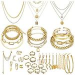 CONGYING 34 PCS Gold Color Jewelry 