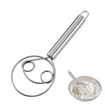 Dough Mixer Hand Tool, Handheld Stainless Steel Double Circle Flour Dough Whisk, Accessories Tool for Kitchen, for Bread, Batter, Cake, Pastry, and More (1 Piece)