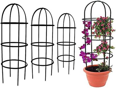 ARTICRAFT TRENDY Trellis Plant Support Metal Stands for Climbing Plants, Home Garden | Strong and Garden Supports for Healthy Plant Growth| Pack of 3 (BLACK) and Free 1 Plant Stakes BLACK 18inch