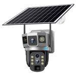 E bom Solar 4G Sim Security Camera, 10X Zoom with Dual Lens with 3 Screen 4+4MP CCTV,360 Degree Rotation with PIR Motion,2 Way Talk,Night Vision Waterproof Outdoor Camera