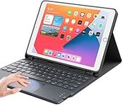 CHESONA iPad Keyboard 9th Generation, Keyboard for iPad 8th/7th Gen 10.2 inch, Smart Trackpad, Detachable Wireless with Pencil Holder, Flip Stand Keyboard Case for iPad 9th/8th/7th Gen 10.2", Black