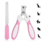 TIESOME Dog Nail Clipper with Nail File, Stainless Steel Cat Nail Clipper Claw Cutter Professional Safety Lock Pet Nail Clippers for Puppies Puppy Kitten Small Animals (pink)