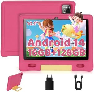 Whitedeer Tablettes Tactiles pour Enfants Android Tablette 10 Pouces Octa Core avec 16GB RAM 128GB ROM TF 1TB, Wi-FI 6/BT 5.3, Widevine L1, 5000 mAh, Contrôle Parental Rose Cadeau Educative Enfant