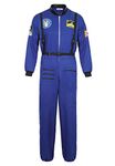 jutrisujo Astronaut Costume Adult for Men Cosplay Costumes Spaceman Jumpsuit Space Suit Halloween Blue XL