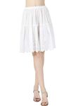 BEAUTELICATE Half Slip Underskirt Short for Women 100% Cotton A-line Petticoat with Lace Embroidery Summer Skirt Extender Anti-static Underslips(Anglaise Lace - Ivory - 55cm, XXL)