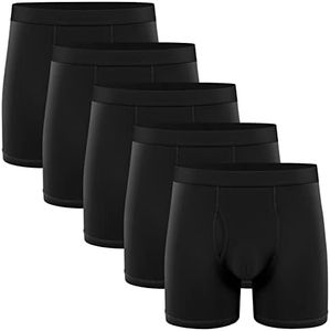 Natural Feelings Mens Boxer Shorts Classic Cotton Mens Boxer Briefs Underwear with Open Fly Underwear, A: Black Pack of 5, XXL
