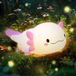 FAMIDUO Axolotl Night Light, Cute Lamps Axolotl Gifts, Dimmable Silicone Animal Nightlight, Rechargeable Led Squishy Novelty Night Lamp, Nursery Dorm Room Decor for Kids Baby Sleep, Bedside Touch Lamp