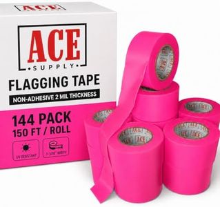 ACE Supply Pink Flagging Tape 144 Pack - Non-Adhesive Survey Tape - 1-3/16 Inch Width, 150 Ft Length, 2 Mil - Tree Marking Ribbon, Surveyors Ribbon