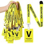 Fulmoon 50 Sets Volunteer Lanyards Bulk Volunteer Lanyards and Badges with Clips Breakaway Lanyards for Event Fundraising Donation Activities